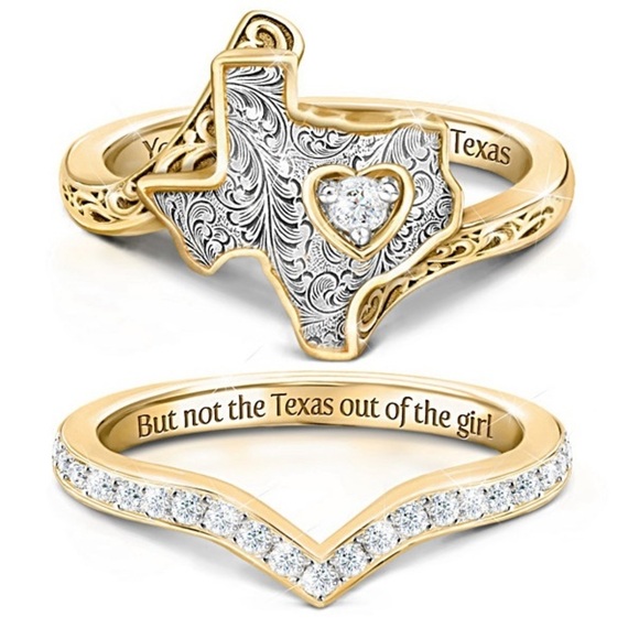 NEW - “Heart Of Texas" Topaz And Diamond Women's Stacking Ring. Size 10 - Picture 2 of 10